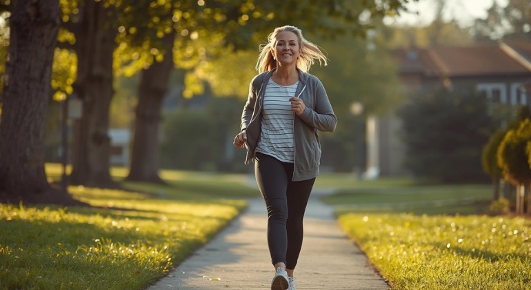 woman energized and ready for the day after her quick routine.