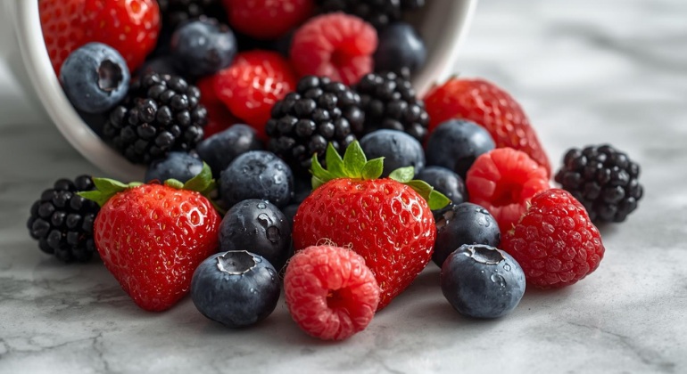 Fresh mixed berries bursting with anti-inflammatory antioxidants.